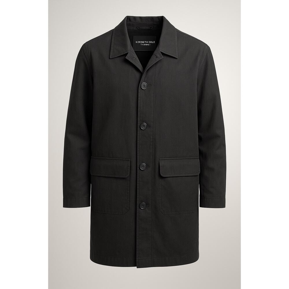 KENNETH COLE NEW YORK MENS BLACK RAIN OVERCOAT SIZE L